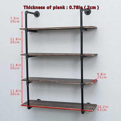 Buy Industrial Pipe Shelving Wall Mounted 36in Rustic Metal Floating Shelves Steampunk Real Wood Book Shelves Wall Shelf Unit Bookshelf Hanging Wall Shelves Farmhouse Kitchen Bar Shelving 4 Tier Online In Turkey B07mgp27yb