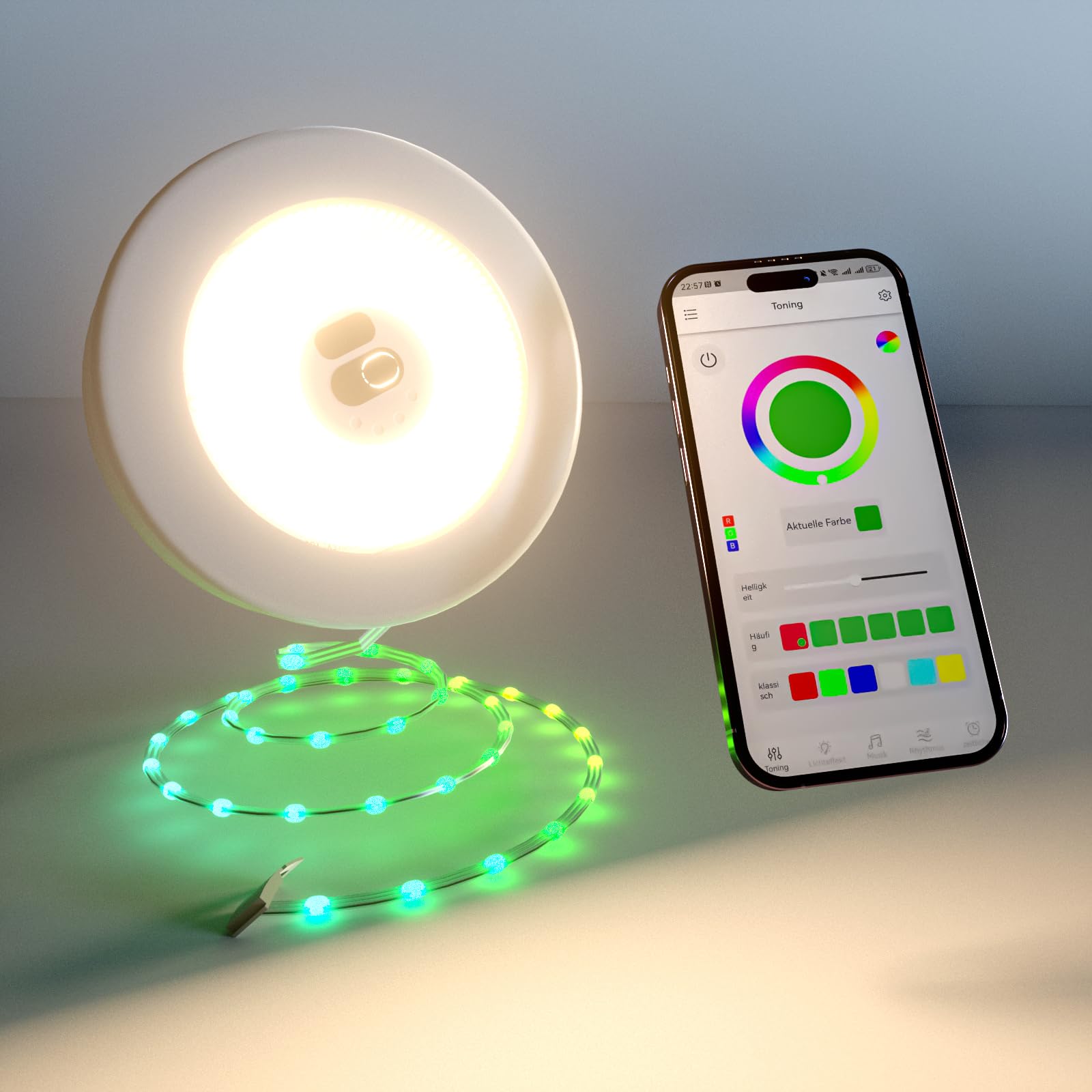 LOUIKAY Outdoor RGB Light Chain 6M Retractable Camping Lamp Rechargeable and Portable LED Lights for Outdoor APP Control for Parties, Camping, Garden