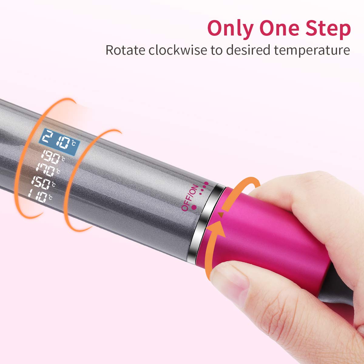 Morpilot Curling Iron, Dual Voltage Hair Curling Wand Automatic Rotating Wand Curling Iron with Anti-scalding Insulated Tip, Ceramic Technology with LCD Temp Display Include Heat Resistant Glove