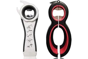 ONECUT Bottle Opener Set,2Pcs Inclinding 5-in-1 and 6-in-1, Can, Soda, and Jar Openers, Twist Off Lid – Jar Opener for Seniors and Arthritic Hands (Gray White)