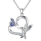 PROESS Frog/Hummingbird/Butterfly/Bee/Cat/Elephant/Bunny/Sea Turtle Necklace 925 Sterling Silver Animal Pendant Necklace Jewelry Gifts for Women Mother Sister Friends
