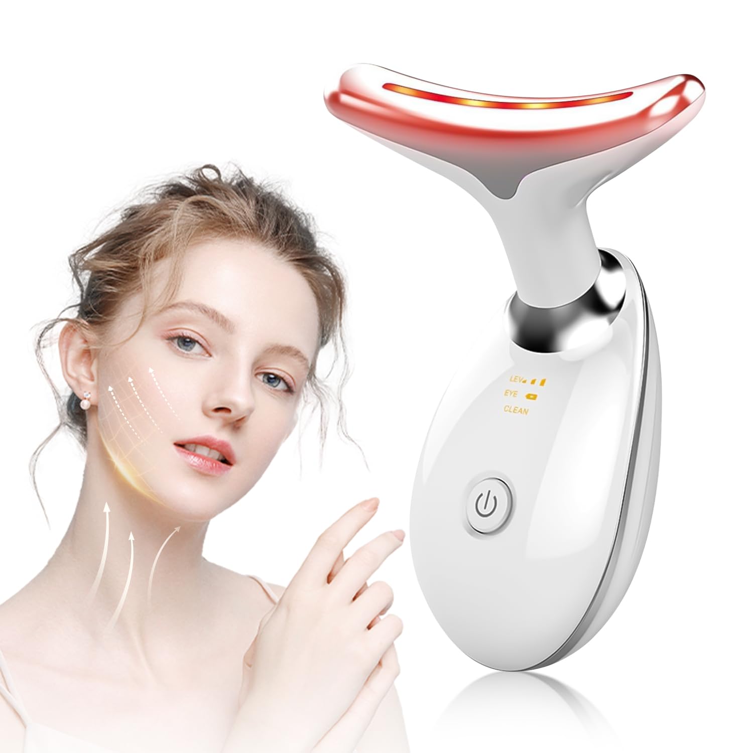 NVKHG Face Massager Against Wrinkles, 7 Colours LED Light EMS Gua Sha Electric, 3 Mode Face Massager, Constant Heating to 45°C V Shape Face Device, Electric Face Massage, Facial Lift