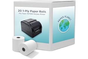 PAPERPLANET 1-Ply White Bond Paper for Toast Kitchen Printer by Paper Planet | 20 Rolls | Compatible with TKP300 SNBC BTP-M300