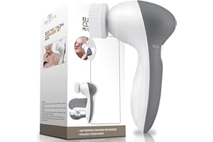 Portable Electric Facial Brush by Project E Beauty | 3 Exfoliating Brush Heads | 360° Rotation | Gentle & Deep Cleansing | Tr