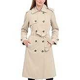LONDON FOG womens Double-Breasted Long Trench Coat with Belt