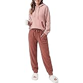 DAVID ARCHY Warm Pajamas for Women Fleece Lounge Sets Winter Fuzzy Cozy Soft Comfy Long Sleeve Pj Sleepwear Hooded Loungewear