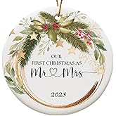 Wedding Gifts for Couple, Our First Christmas Married Ornament 2025, First Christmas Married Ornament, 1st Xmars As Mr and Mrs, Newlywed Gifts for Couples 2025, Bridal Shower Wedding Gift