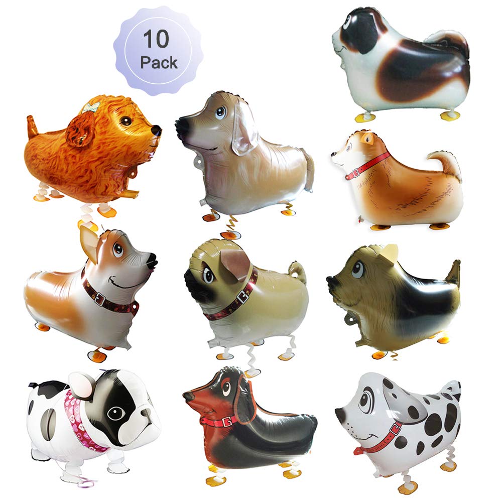 Walking Balloons Dog Animals Walking Balloon Set Kids Pet Dogs Birthday Party Supplies Animal Theme Balloons Toys Baby Puppy Air Walkers Gift Party Decorations 10 Pack