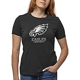Team Fan Apparel Women's NFL Ultimate Fan Logo Short Sleeve T-Shirt - 100% Cotton - Officially Licensed - Tagless Tee (Philadelphia Eagles - Black, Large)