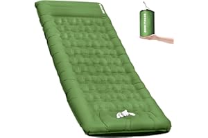 Hualonger Camping Sleeping Pad,5.5" Extra Thick Inflatable Sleeping Pads with Pillow Built-in Foot Pump Sleeping Mat Compact for Camping, Backpacking, Hiking,Traveling Tent