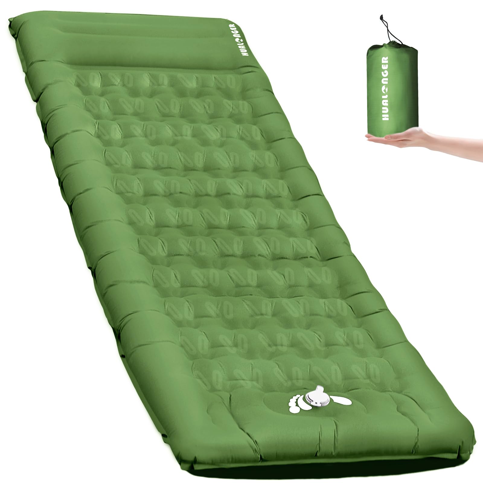 Photo 1 of Hualonger Camping Sleeping Pad,5.5" Extra Thick Inflatable Sleeping Pads with Pillow Built-in Foot Pump Sleeping Mat Compact for Camping, Backpacking, Hiking,Traveling Tent