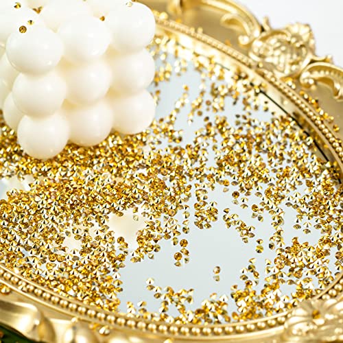 FUTUREPLUSX Gold Fake Diamonds, 28000PCS Gold Acrylic Diamonds Crystals Gems Rhinestones 3mm for Vase Fillers Table Scatters Confetti Wedding
