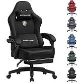 GTPLAYER Gaming Chair Fabric with Pocket Spring Cushion, Big and Tall Gamings Chairs 350LBS High Back Computer Chair with Footrest for Adults Lumbar Support Swivel Game Chair for Office Light Black