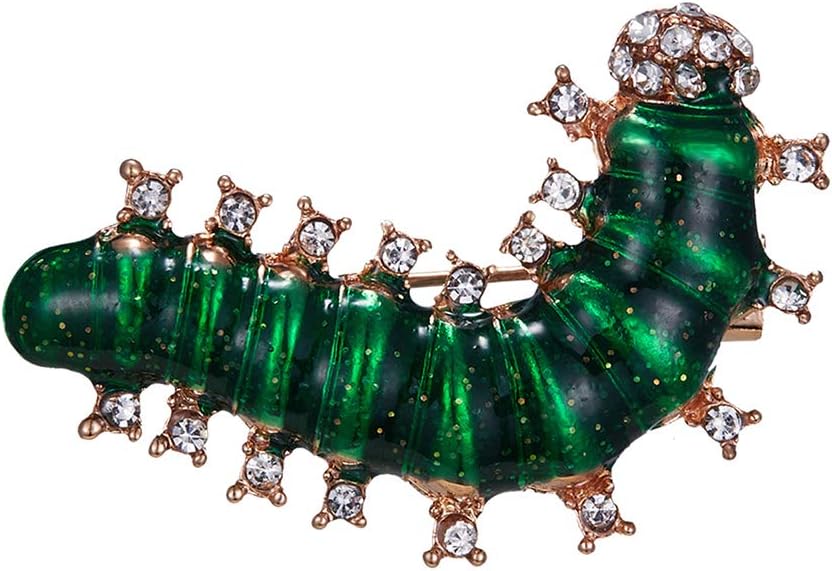 ywbtuechars Fashion Rhinestones Caterpillar Insect Brooch Pin Badge
