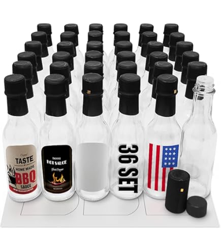 3oz Hot Sauce Bottles, Empty Clear Glass Woozy Bottles with Shrink