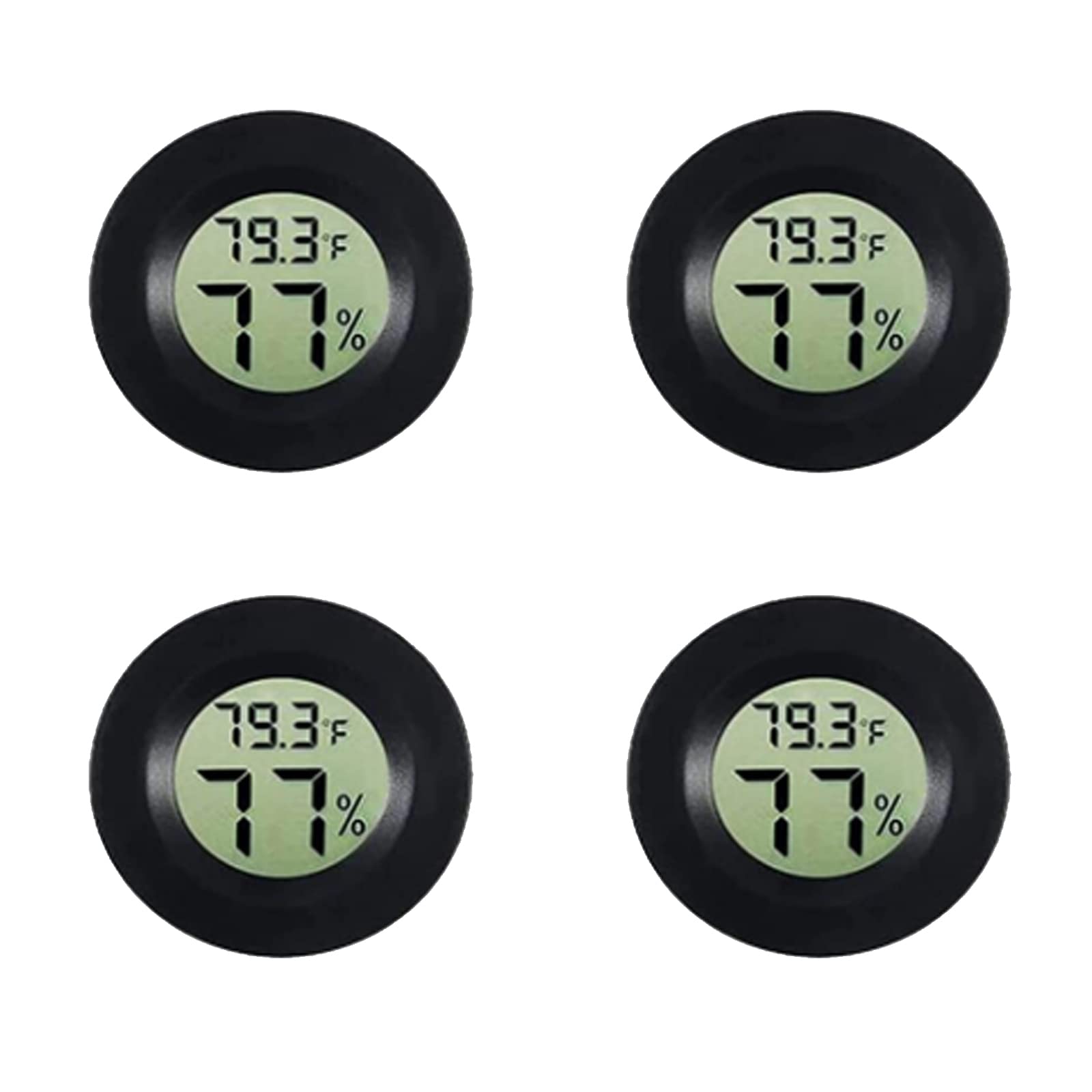 AEDIKO 4pcs Mini Digital Thermometer Hygrometer LCD Digital Temperature Humidity Meter Thermometer for Greenhouse Cars Home Office (Round)