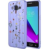 KOARWVC Phone Case for Samsung Galaxy J2 Prime Case, Samsung G532 SM-G530 Cute Flower Pattern Design Slim Protective Soft TPU Bumper Phone Cover for Samsung Galaxy J2 Prime Purple Garden