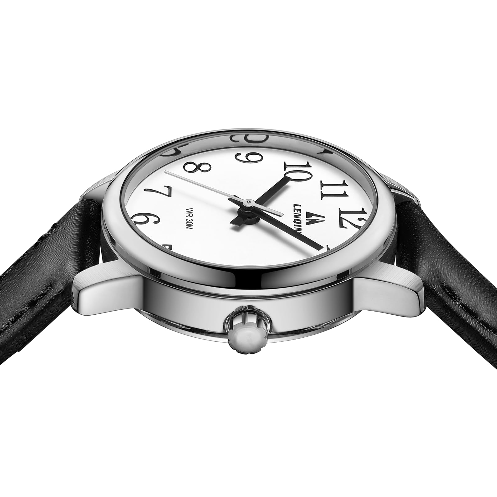 LN LENQIN Women's Watch with Large Numerals Analogue Quartz Watch for Women with Leather Strap