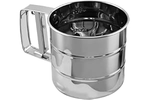 Yitexin 2 Cup Flour Sifter for Baking, Flour Sifter Stainless Steel, Hand Press Design Flour Sieve Baking Supplies, 24 Mesh P