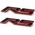 2Pack HUAPX® RED Black RS Emblem Badge,3D OEM Metal Emblem Decals Compatible for Chevrolet Camaro GM Series Chevy Racing Sport (RED Black)