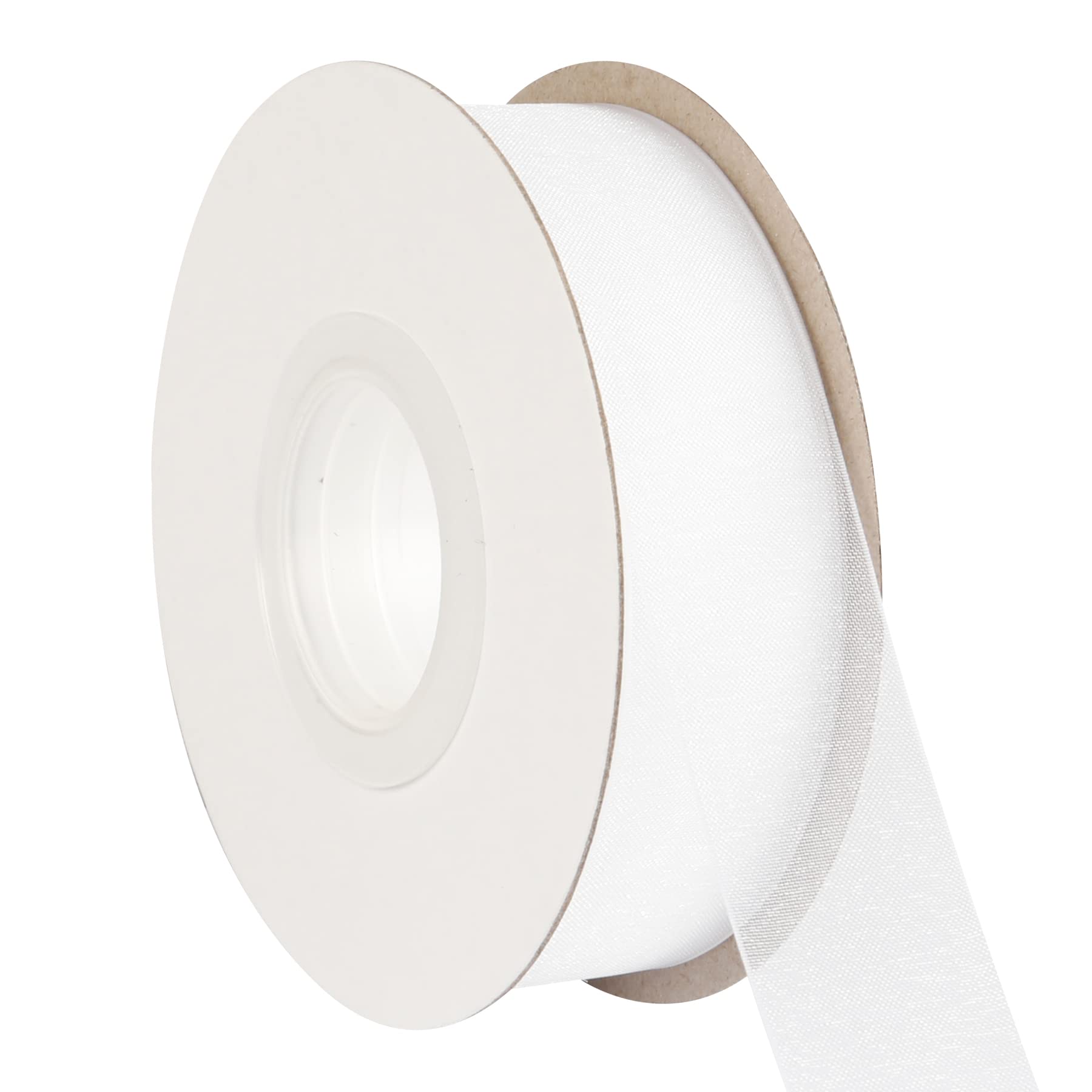 AVANAVA 25mm Wide Sheer Organza Ribbon Multi-Colors for Gift Wrapping Bouquet Wedding Decoration Floral Arrangement - 45 Meters (White)