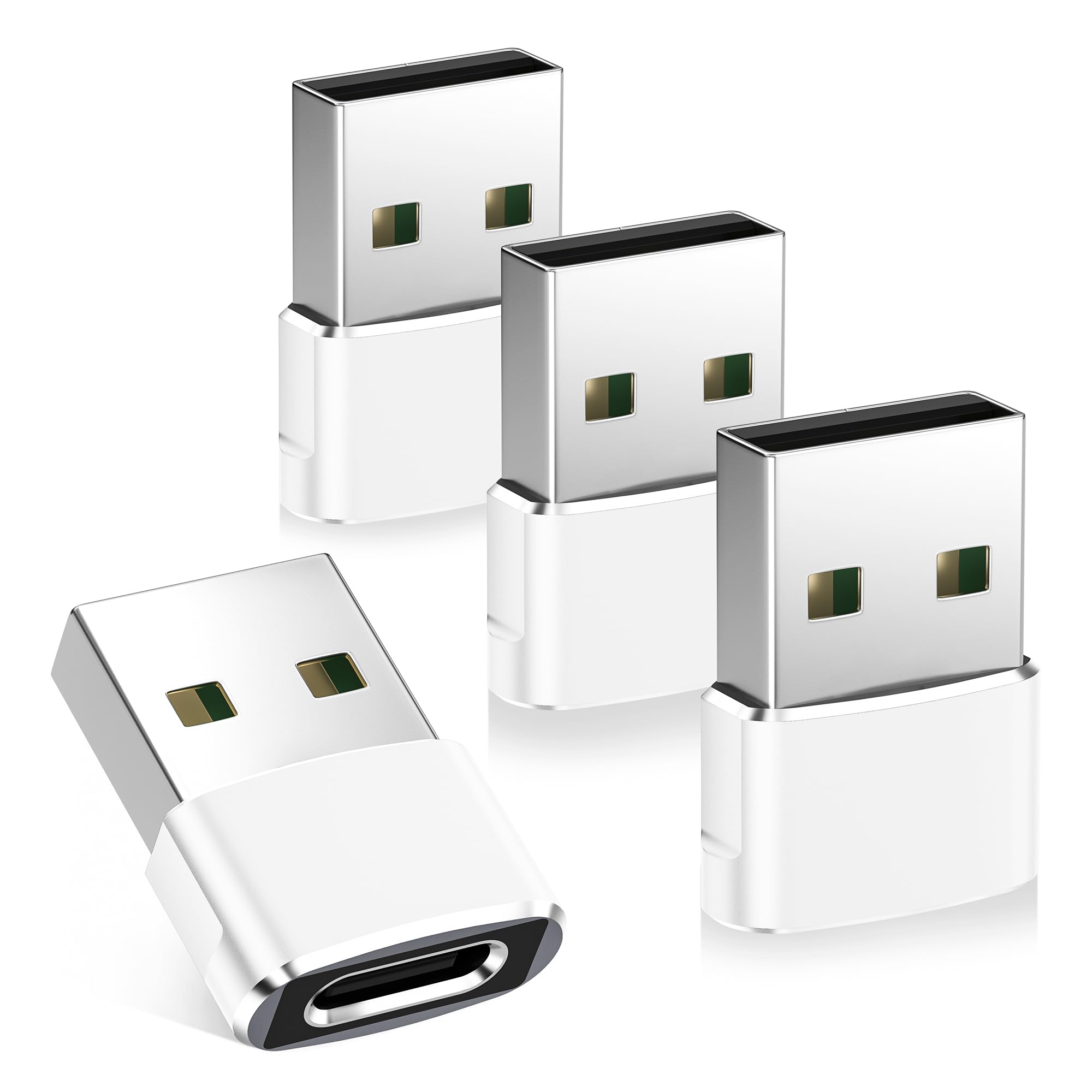 Basesailor USB C Female to USB Male Adapter for iPhone 17 16 Pro Max 4Pack,USB to USB C Adapter Car Charger Cable Converter for Apple 17e 15 Plus,iWatch 11 10 9,iPhone 14 13 12,iPad Air 7 8,Galaxy S26