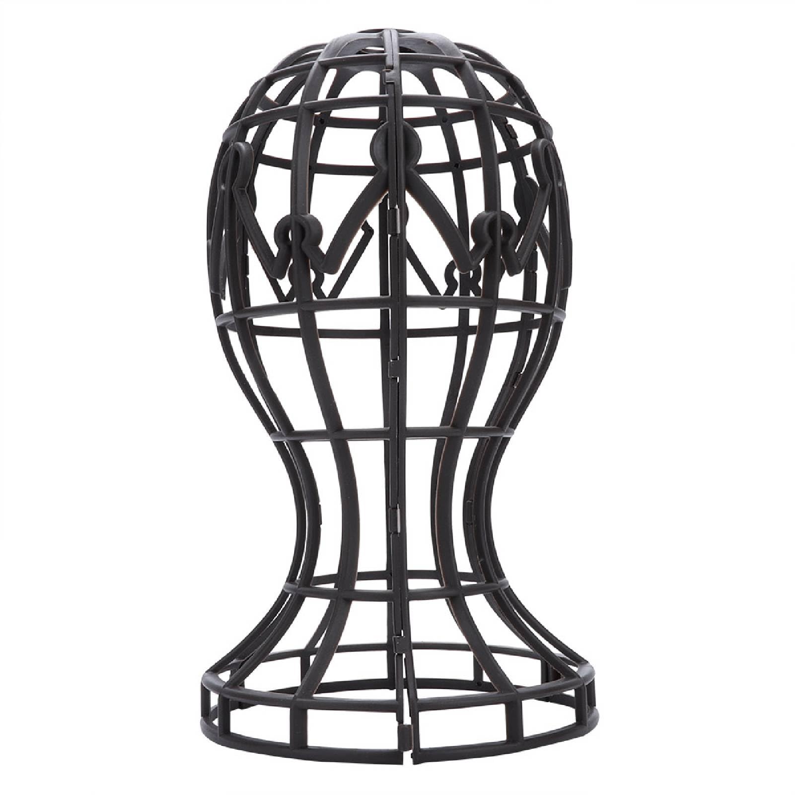 Wig Display Stand ABS Foldable Wig Display Support Stand Professional Holder Folding Wig Air Dry for All wigs and Hats(Black)