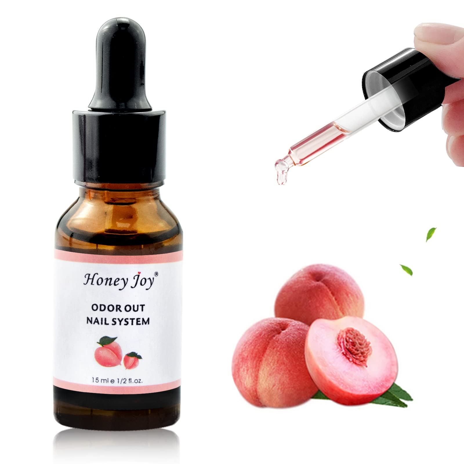 Nail Art 0.5 fl.oz Peach Fragrance Odorizer Acrylic Odor Reducer Liquid ODOR OUT Odorless Monomer Removal with Dropper Tube Design Pack of 1, HJ-NAP011 … …