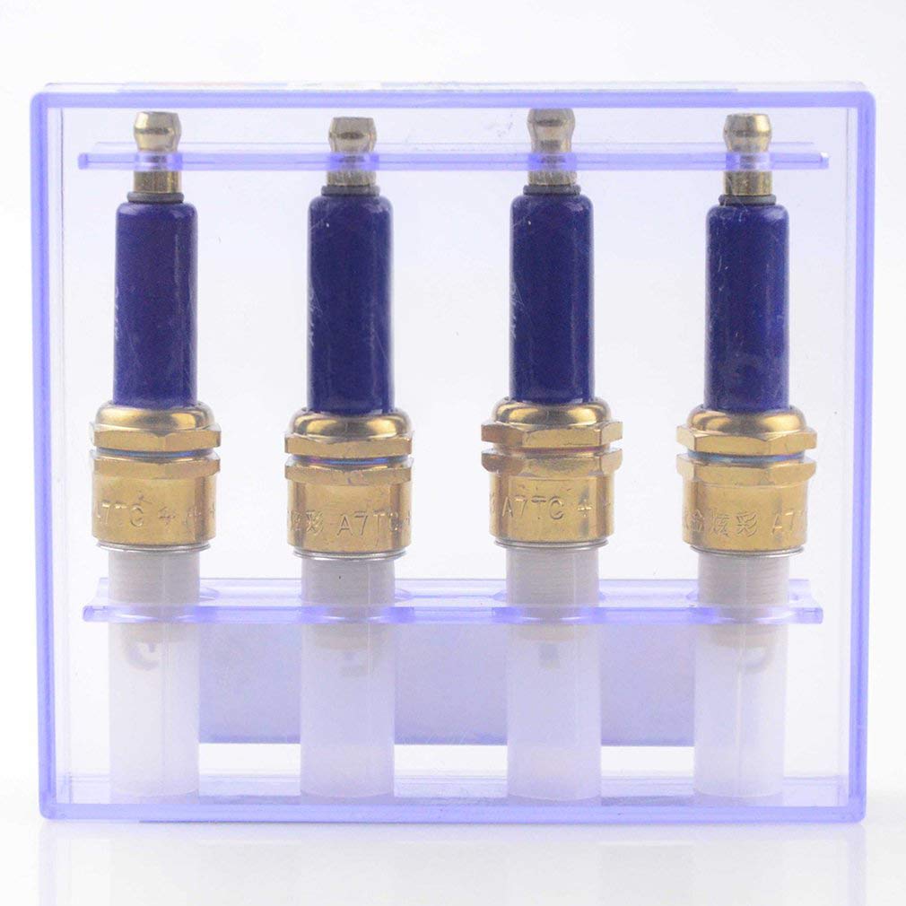 GOOFIT Ingition Plug Iridium A7TC 4 Pcs/Set Blue Spark Plug Set Replacement for Motorcycle Scooter Pocket Bike