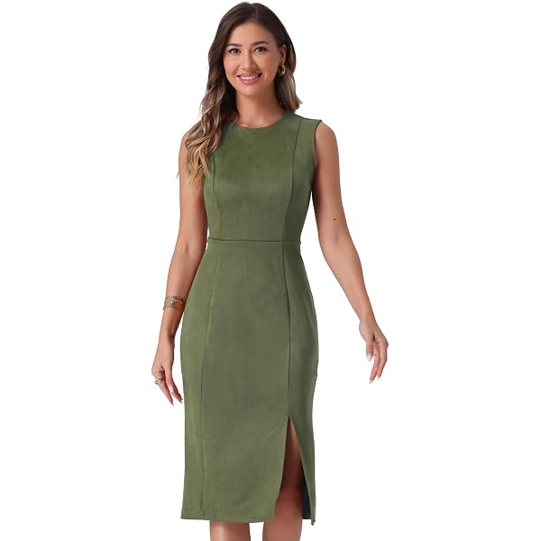 Amazon.com: The Drop Women's Mina Faux Suede Maxi Dress with Front Slit  Detail, Hot Fudge, M : Clothing, Shoes & Jewelry