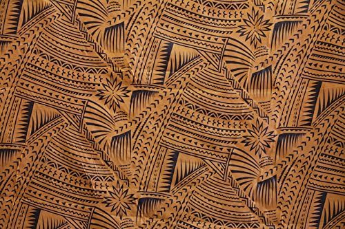 Polynesian Tattoo Deign Fabric 45'' inch width Sold by The Yard Light Brown