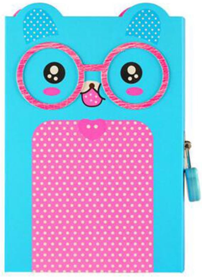 Zewik Kids Secret Journal Lovely Glasses Baby Notebook with Password Lock Best Gift