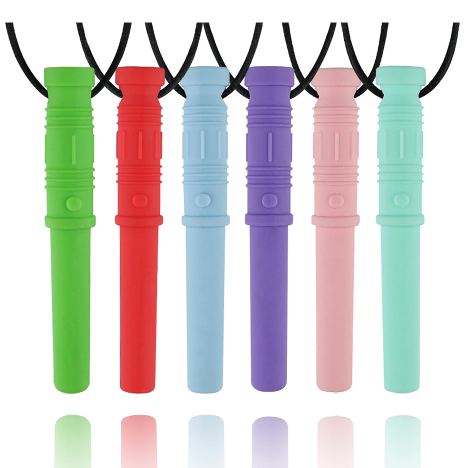 Seeway Sensory Chew Toys for Autistic Children, Silicone Autism Chew Necklace, Oral Motor Chewing Toys for ADHD, Biting or Special Needs (6 Pack)