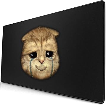 Drole De Chat Triste Avec Des Larmes De Clavier De Souris De Jeu Etendu Avec Des Bords Cousus 15 8 X 29 5 Pouces Grand Tapis De Bureau Tapis De Souris Amazon Fr High Tech