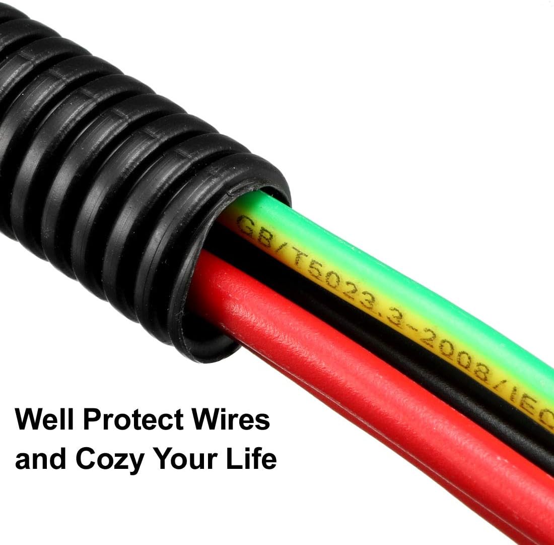 sourcing map 15 M 10 x 13 mm PP Flexible Corrugated Conduit Tube for Garden,Office Black, 10mmx13mmx15000mm - Image 4