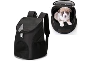 YINGJEE Dog Carrier Backpack Breathable for Small Pets/Cats/Puppies, Pet Carrier Bag with Mesh Ventilation, Safety Features and Cushion Back Support, for Traveling, Hiking, Camping, Walking & Outdoor, Black