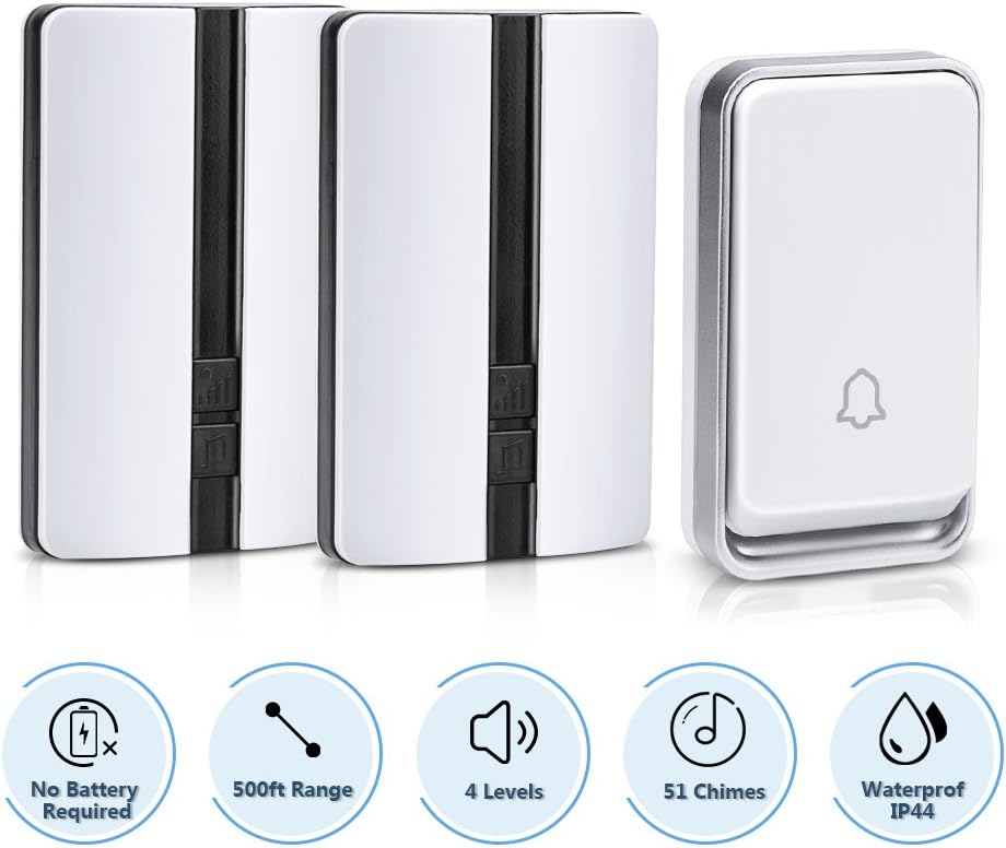 Yimaler Wireless Electric Door Bell No battery Required Cordless Plug