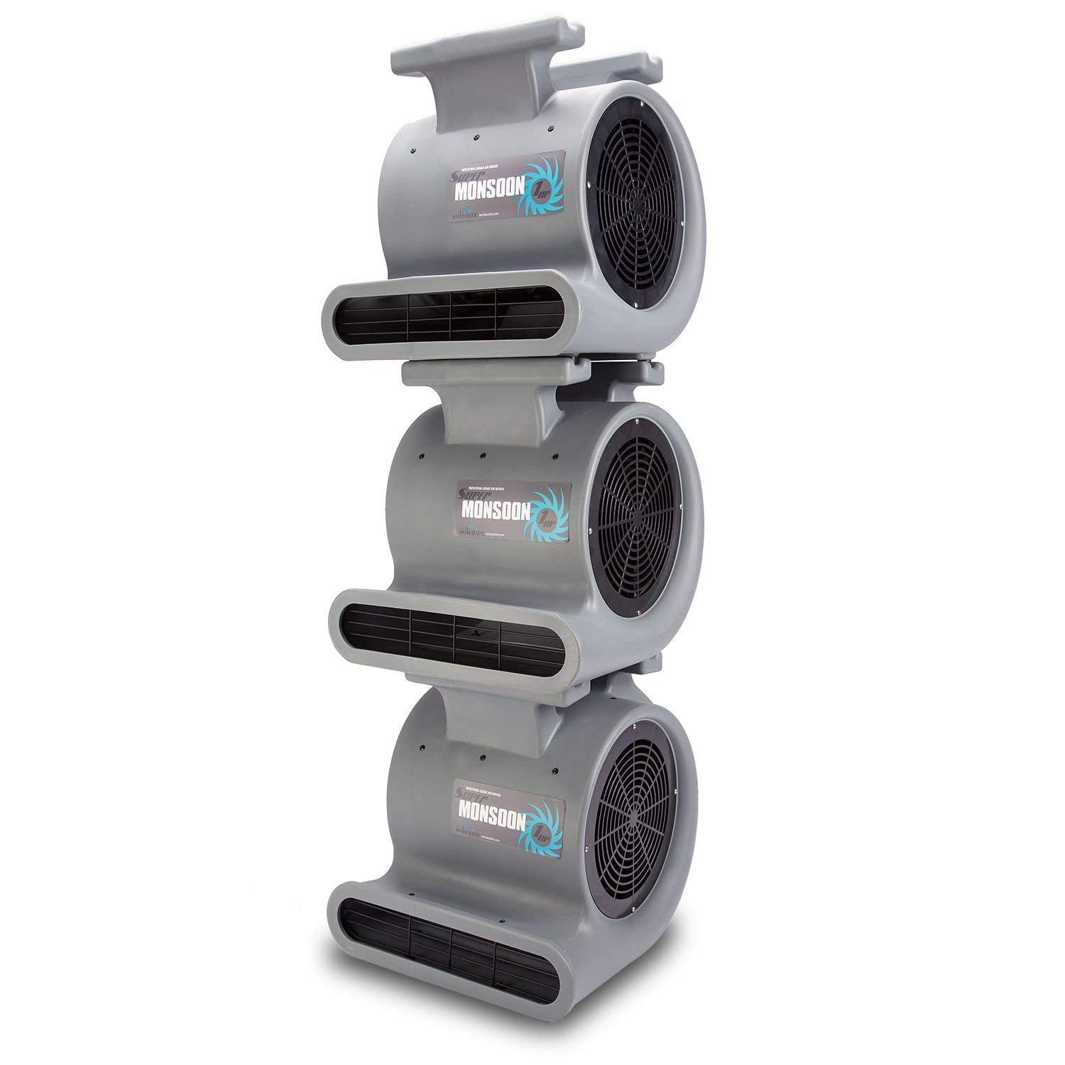 Soleaire Super Monsoon SA-SM-1HP-GY Air Mover Blower Fan Carpet Dryers for Professional Carpet Cleaner Janitoral Floor Dryer Services 1 HP CE Certified Water Damage Flood Restoration, Gray