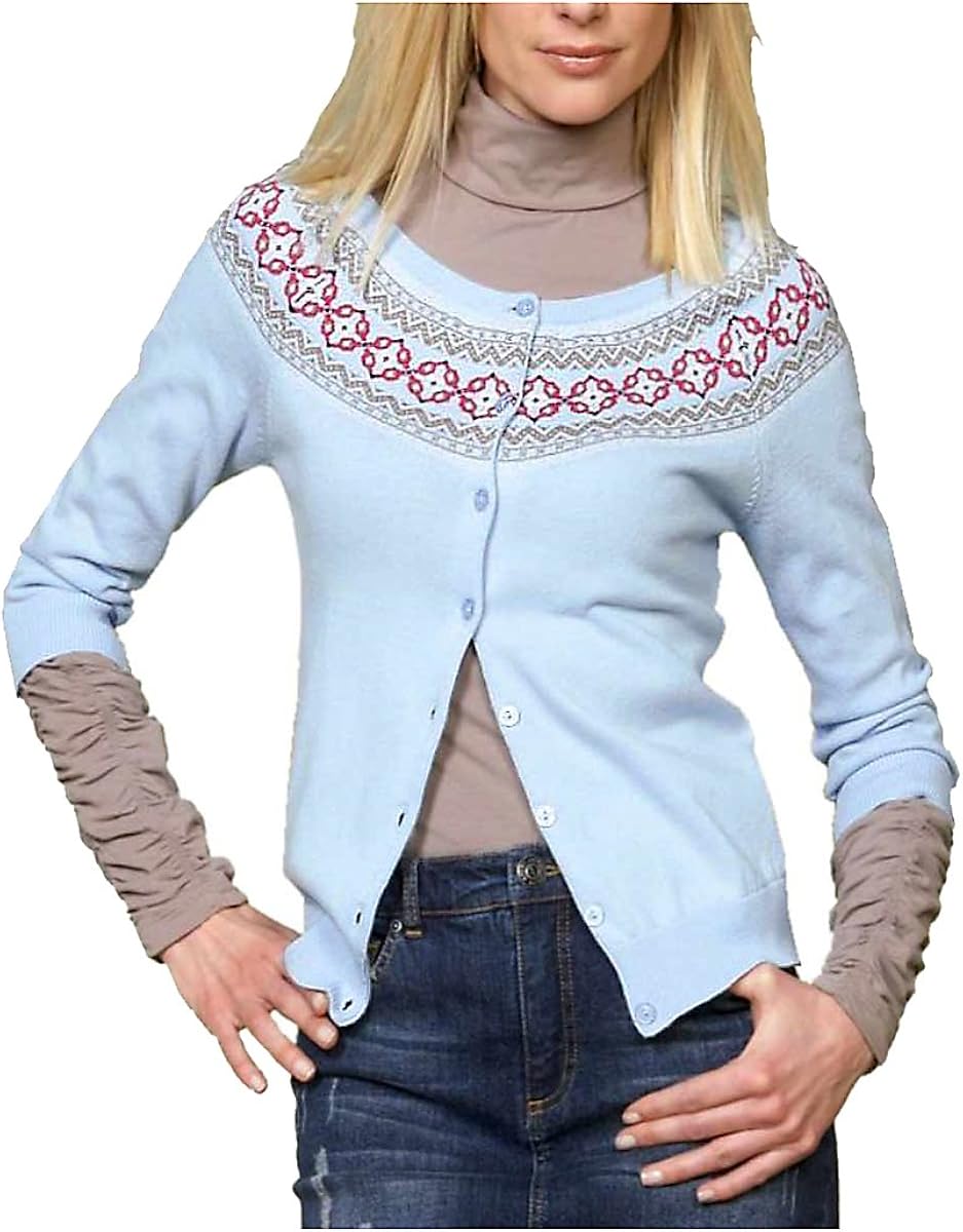 Damen Strickjacke Mit Norwegermuster