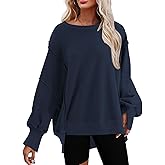 SHEWIN Womens Oversized Reverse Seam Sweatshirt Casual Long Sleeve Pullover Tops Lightweight Loose Crewneck Sweatshirts