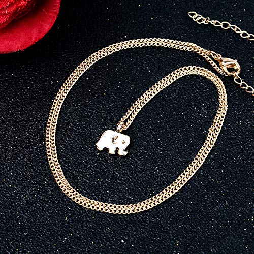 Zealmer Good Luck Elephant Gold Dipped Thin Chain Message Card Wish Necklace for Women