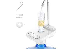 Kytree Drinking Water Dispenser Pump, 5 Gallon Automatic Electric Drinking Water Bottle Pump USB Rechargeable Portable Water Pump with Switch Control for 1-5 Gallon Water Jugs (White)
