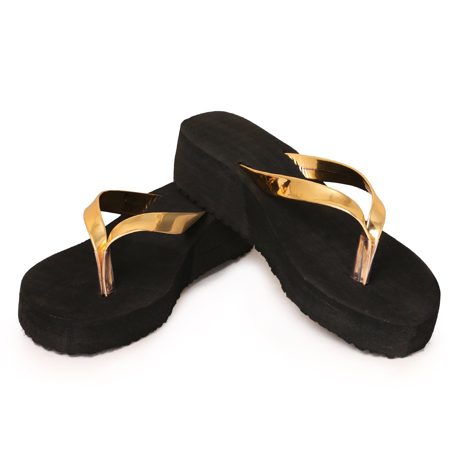 hd golden ladies wedges heel slipper