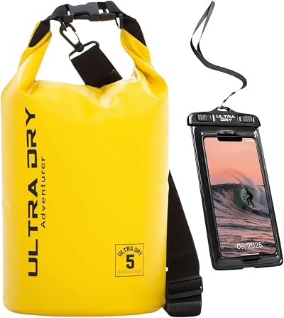 Ultra Dry Adventurer Premium 5 L Waterproof Dry Bag with Phone Case Yellow