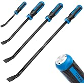SHALL 4-Piece Pry Bar Set, 8", 12", 18", 24" Pry Bars with Angled Tips | Premium Prybar with Thick Metal Strike Cap for Home Renovation, Auto Repair, Baseboard, Molding &amp; Floorboard Removal