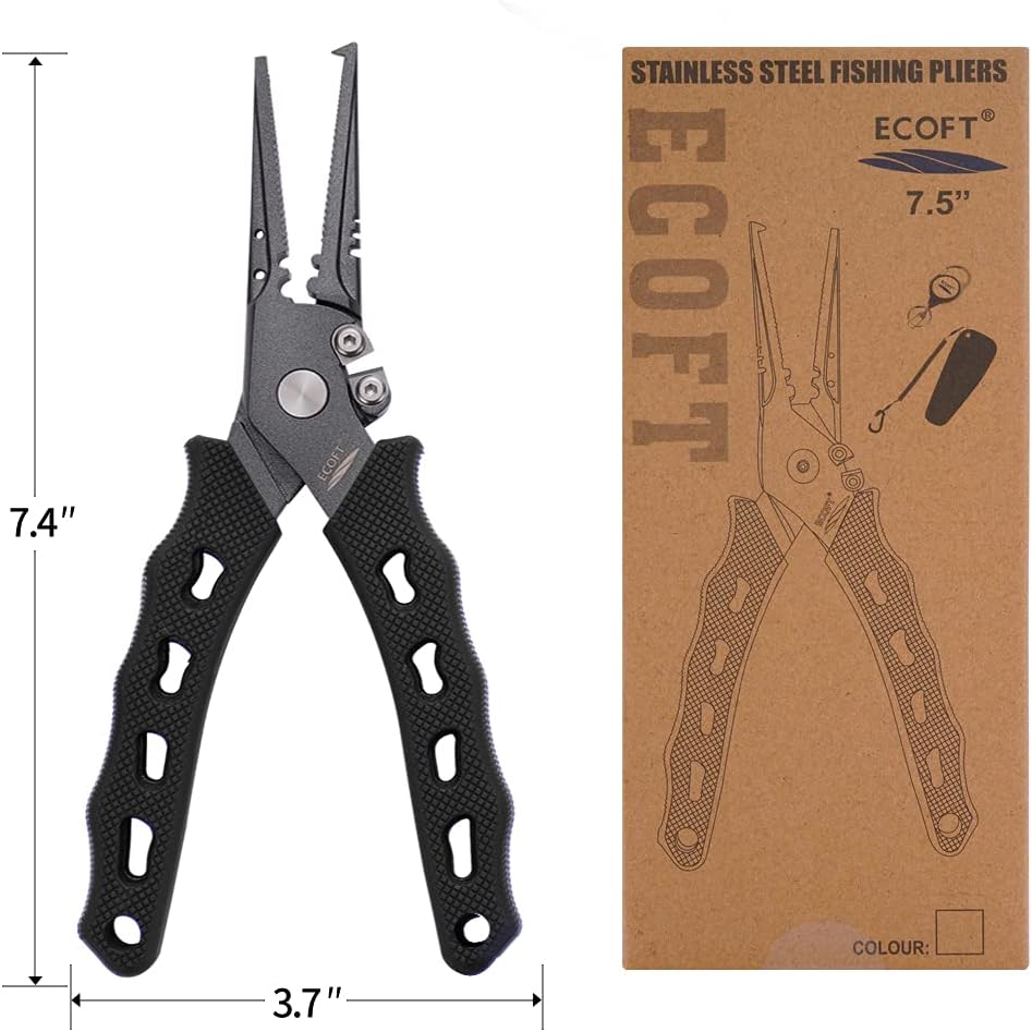 ECOFT Fishing Pliers Stainless Steel Fishing Tools Split Ring Multifunction Pliers with Saltwater Corrosion Resistant Teflon Coating Fishing Gear Holder with Sheath and Lanyard : Sports & Outdoors
