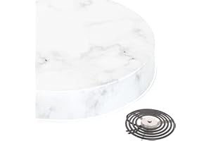 Robbins Aria The Only SENSI Temp fitting Electric Stove Burner Covers, Set of 4, Coil Protectors, Round, Range, Cooktop, Deep Size, Safety Sensor Fit (DEEP White Marble)