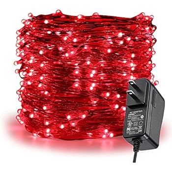 ER CHEN Fairy Lights Plug in, 99Ft/30M 300 LED Silver Coated Copper Wire Starry String Lights Outdoor/Indoor Decorative Lights for Bedroom, Patio, Garden, Party, Christmas Tree (Red)