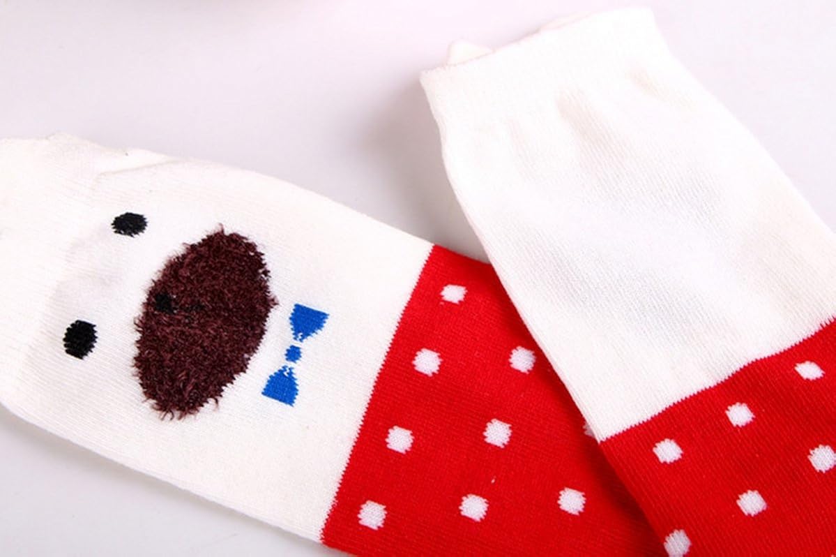 Girl Cartoon Animal Cat Bear Fox Cotton Over Calf Knee High Socks, 15.74-16.53 inch/40-42 cm, Mixed colors: Clothing