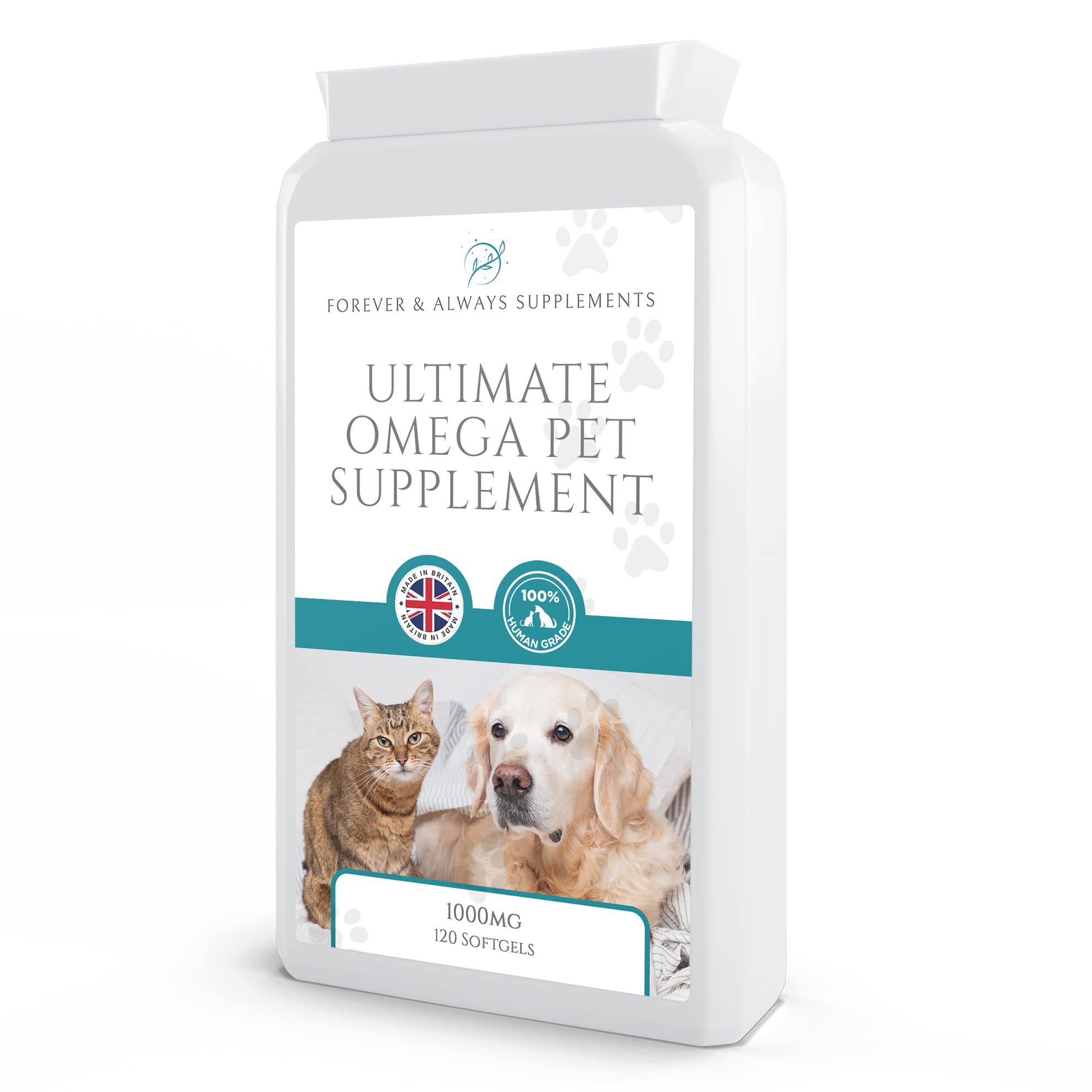 Omega 3 6 9 for dogs & cats | 120 1000mg fish oil soft gels for cats & Dog's | Help support a healthy Immune system & Skin